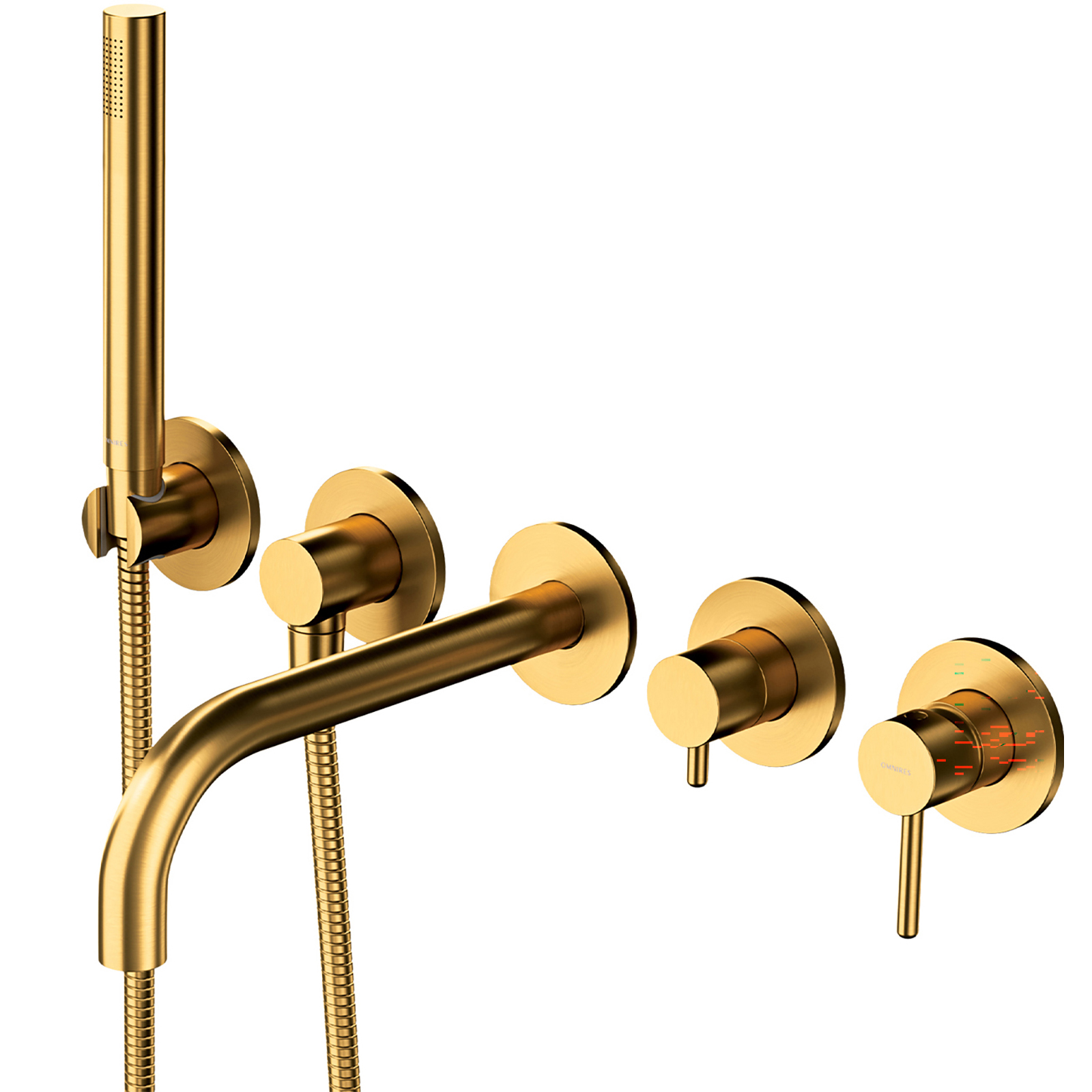 OMNIRES Y-bündig montierter Badewannenhahn mit 5 Loch und langem Ausguss goldgebürsteten Y1237/1GLB