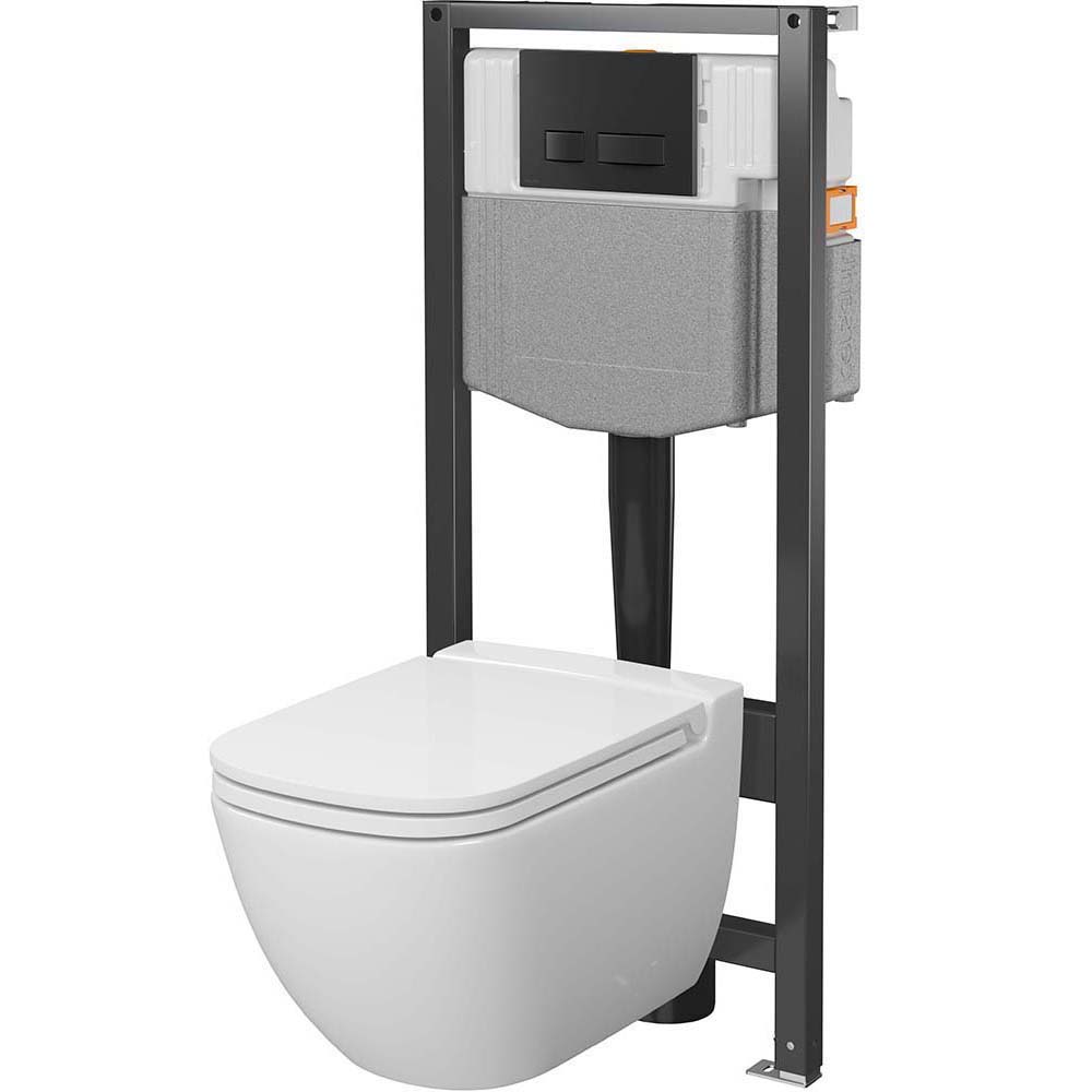 CERSANIT COBE SYSTEM 50 mech Unterputz-Set, CASPIA Schale, Brett, schwarzer Knopf S4014-002