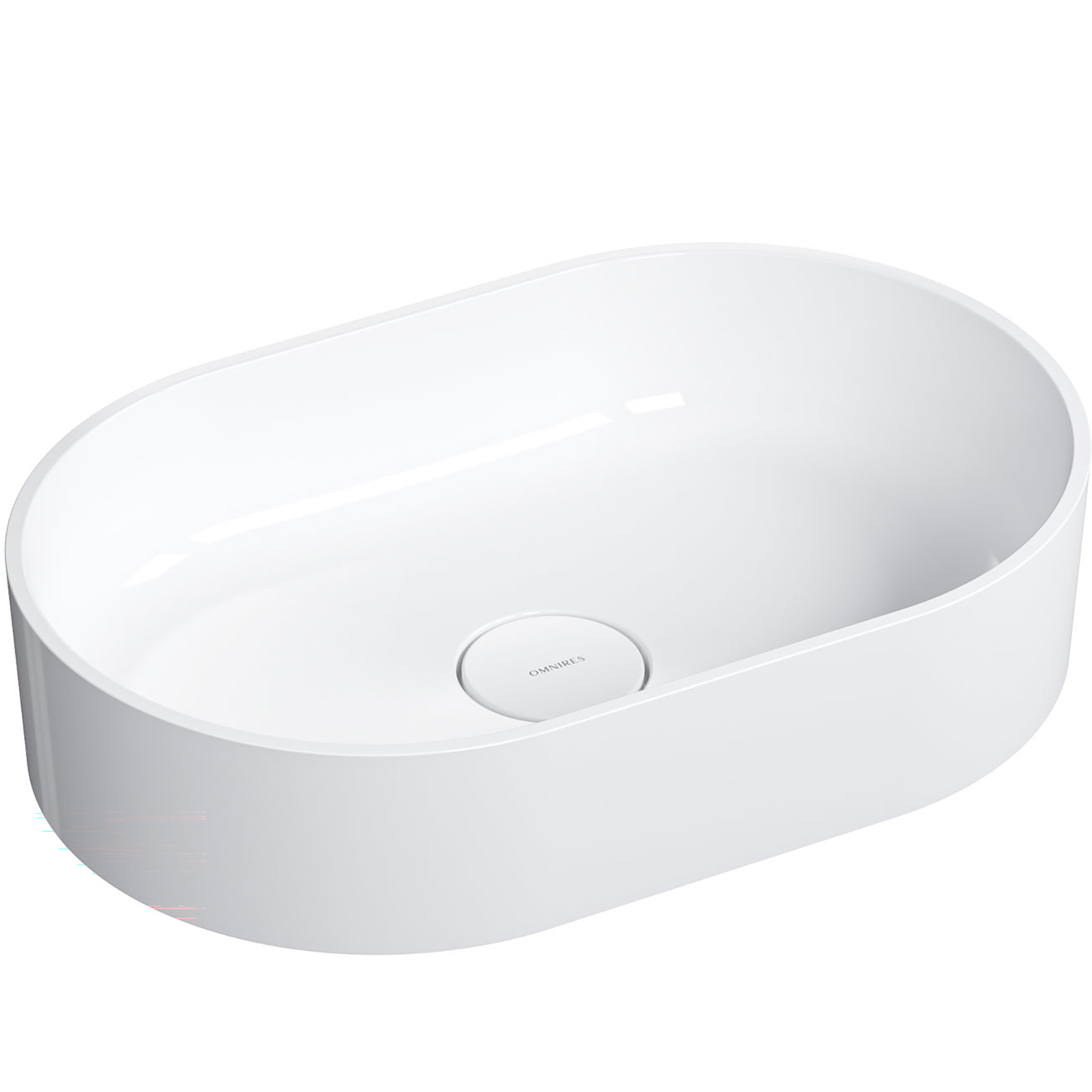 OMNIRES Arbeitsplatte Waschbecken OVO M+ 55x36 cm weiß glänzend OVOUNBP