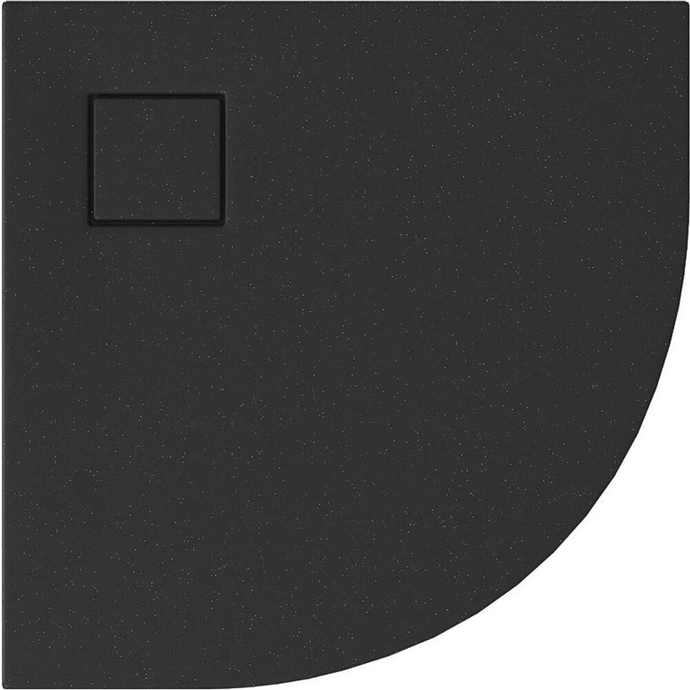 CERSANIT halbrunde Duschwanne SET B456 TAKO SLIM 80x4 schwarz mat + Siphon (VIRT) S932-163