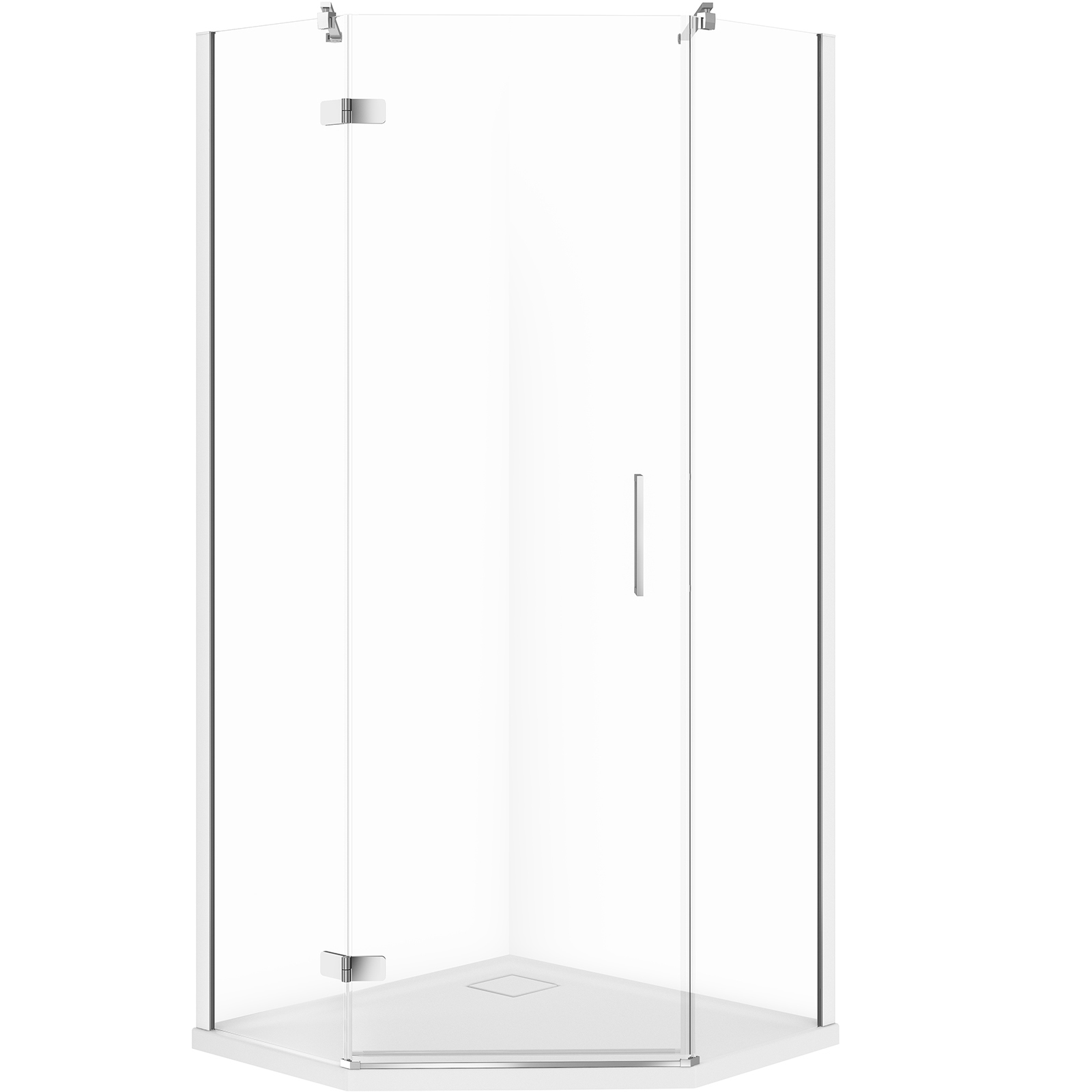 CERSANIT JOTA fünfeckige Duschkabine links chrom 80x80 mit Duschwanne TAKO slim S601-160