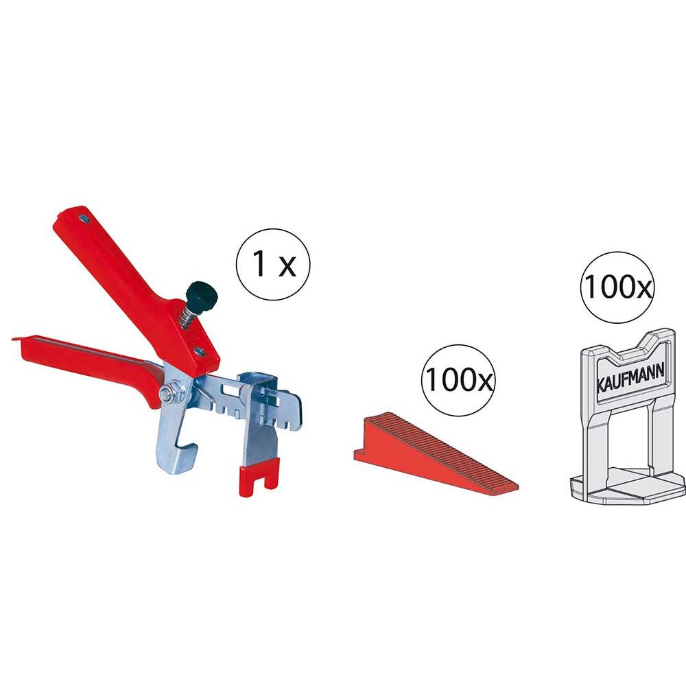 Fliesen-Nivelliersystem KAUFMANN Starterset (100 laschen + 100 keile + zange)