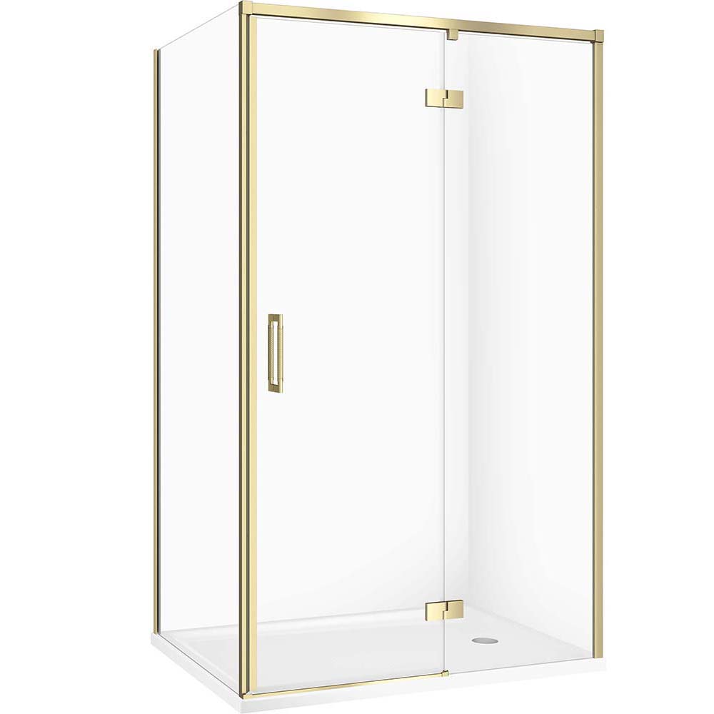 CERSANIT LARGA Duschkabine gold rechts 120x90 transparentes Glas, Duschwanne TAKO S601-461