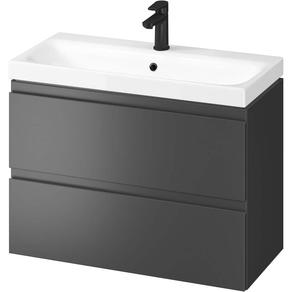 CERSANIT Set:MODUO SLIM 80 anthrazit Schrank mit Waschbecken zur SelbstmontageS801-468-DSM