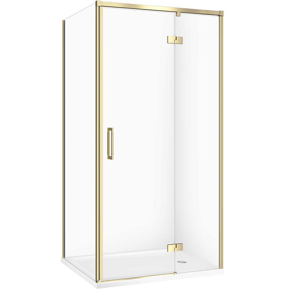 CERSANIT Duschkabine LARGA gold, rechts 100x80 transparentes Glas, Duschwanne TAKO S601-458