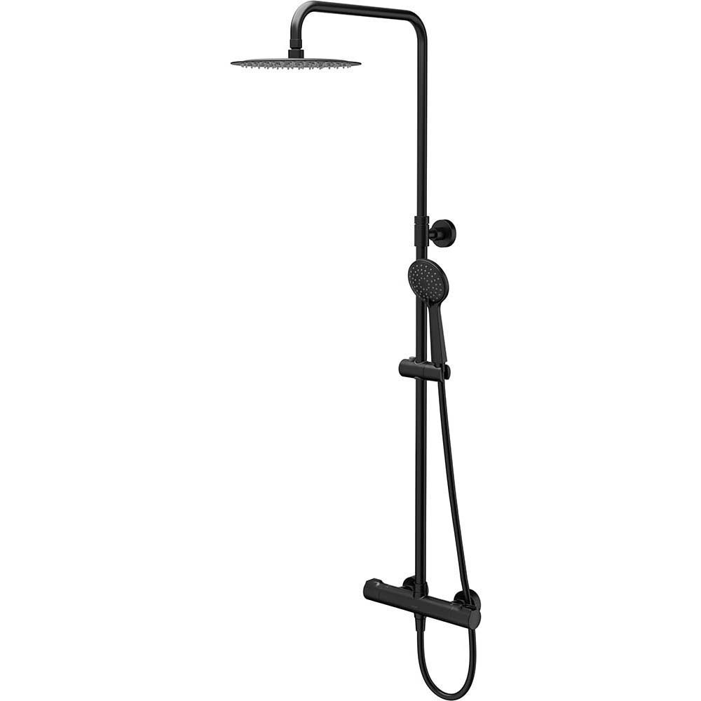 CERSANIT CITY Duschgarnitur mit Thermostat, oval schwarz S951-848