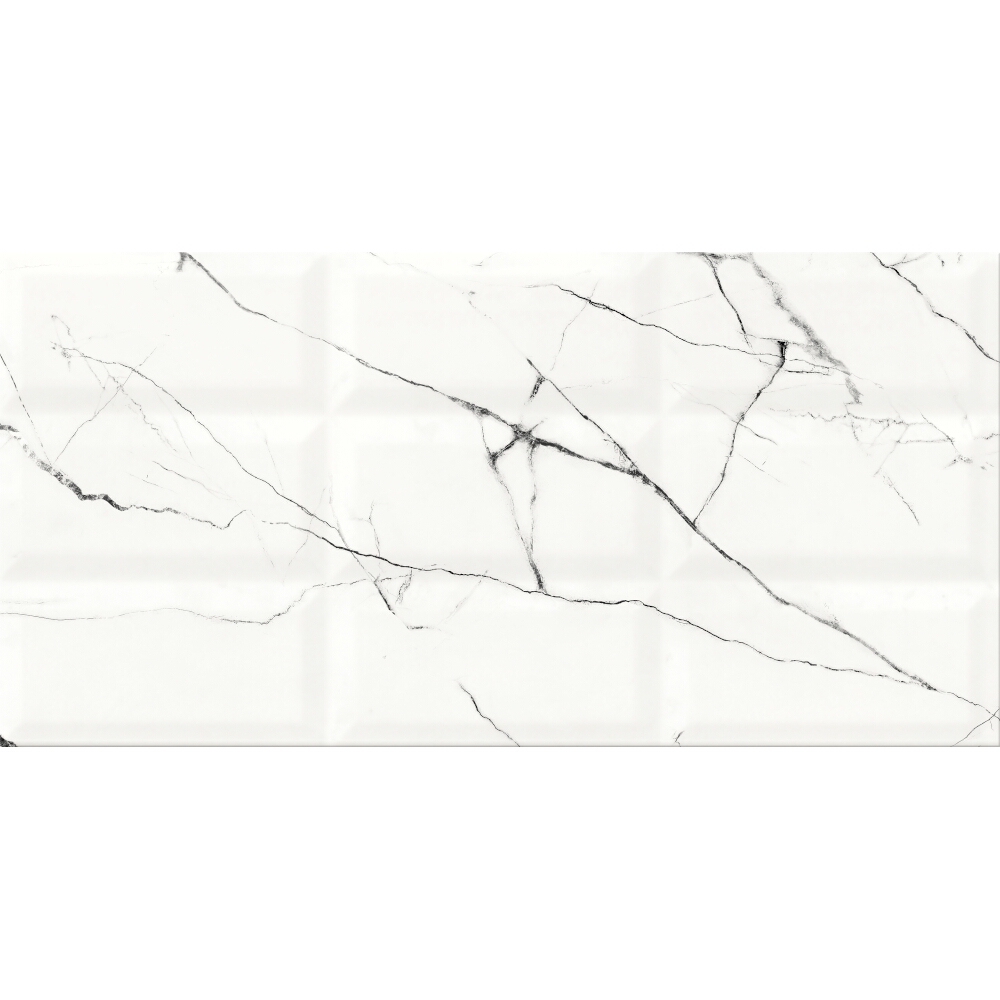 WANDFLIESE STEINOPTIK ARCE WEIß STRUCTURE GLÄNZEND 29,7X60 CERSANIT