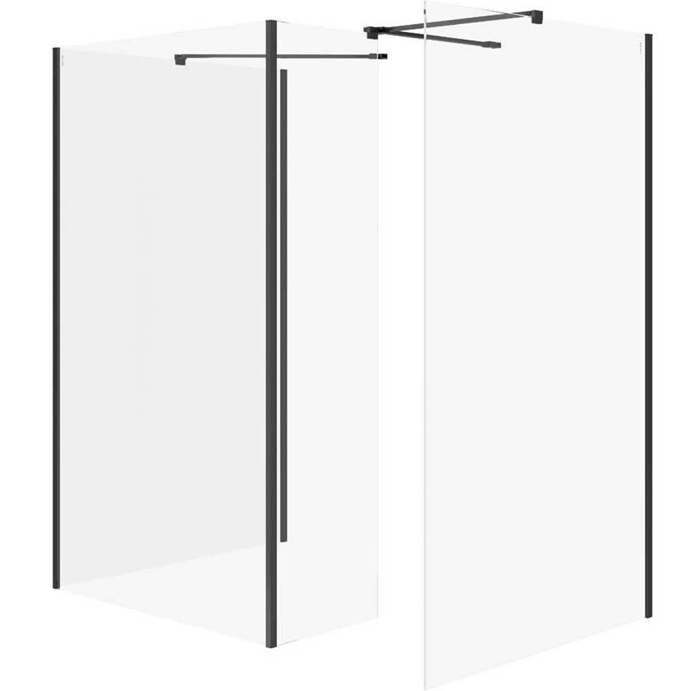 CERSANIT Duschkabine Walk-In MILLE mit beweglicher Wand 90x90x90x30x200 schwarz S601-196