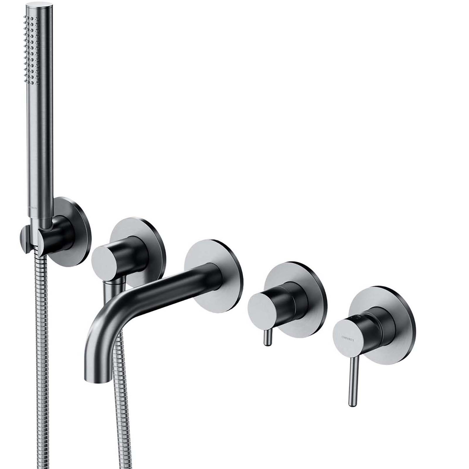 OMNIRES Y 5-Loch, flach montierter Badewannenhahn mit kurzem Ausguss, gebürstetes Nickel Y1237-1SNI