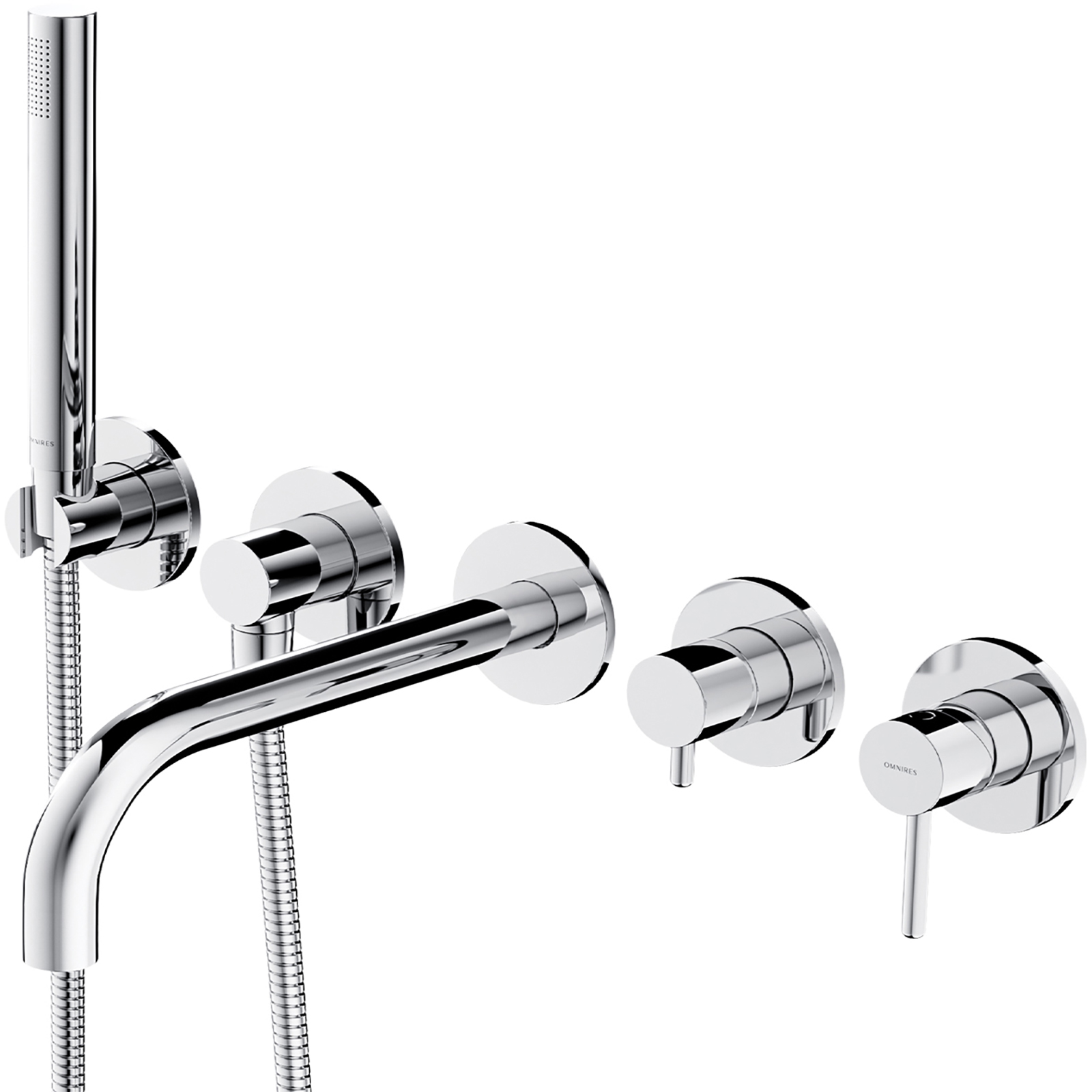 OMNIRES Y-bündig montierter Badewannenhahn 5-Loch Chromglanz Y1237/1CR