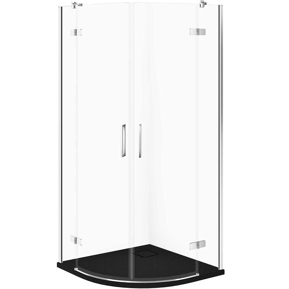 CERSANIT JOTA Duschkabinen-Set 80x80 chrom, Duschwanne TAKO SLIM schwarz matt S601-437