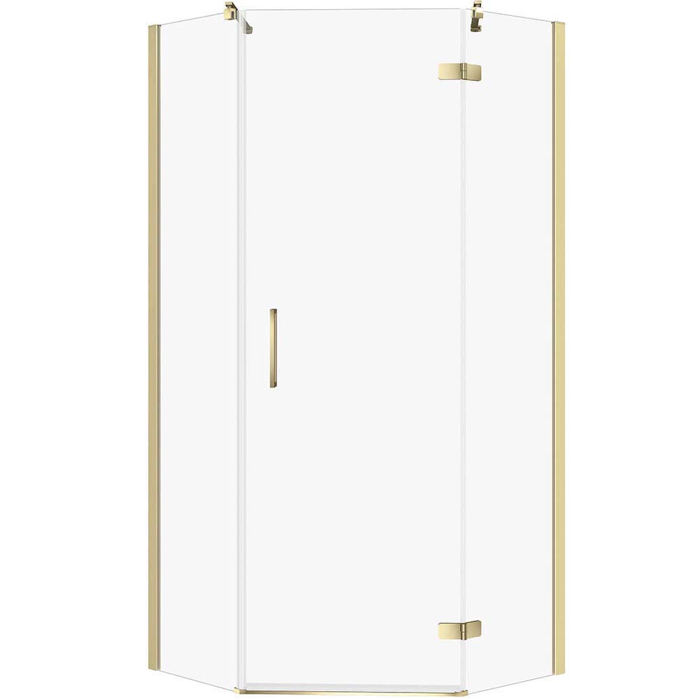 CERSANIT Fünfeckige Duschkabine JOTA rechts 80x80 gold, transparentes Glas S160-017