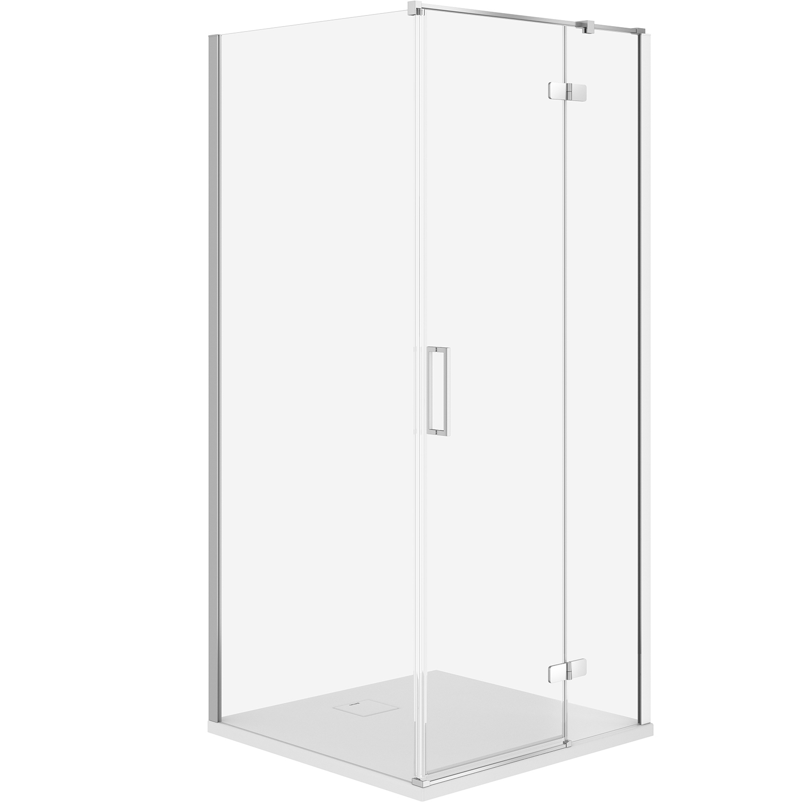 CERSANIT JOTA Duschkabine rechts chrom 90x90 mit Duschwanne TAKO slim weiß matt S601-154