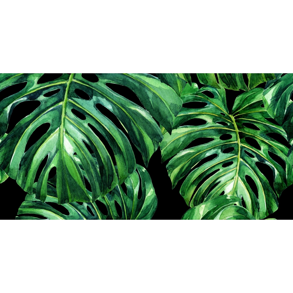 WANDFLIESE ALFA-CER MONSTERA BLACK DEC. B GLOSSY 29,8X59,8