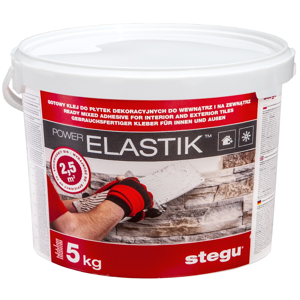 Fertigkleber für dekorative Fliesen innen/außen POWERELASTIK 5 kg STEGU