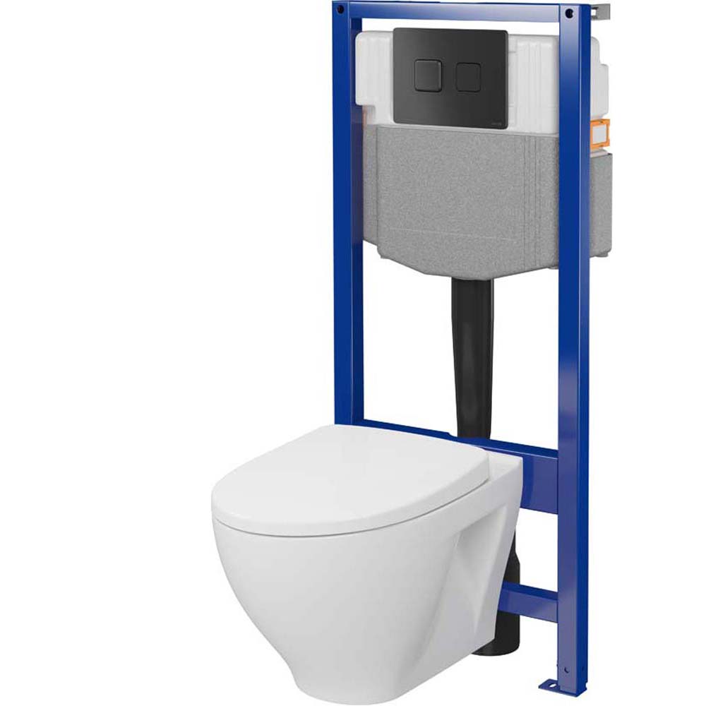 CERSANIT SYSTEM 50 PNEU Unterputz-Set SAVIO Schale, Sitz, Knopf ACCENTO schwarz S701-957