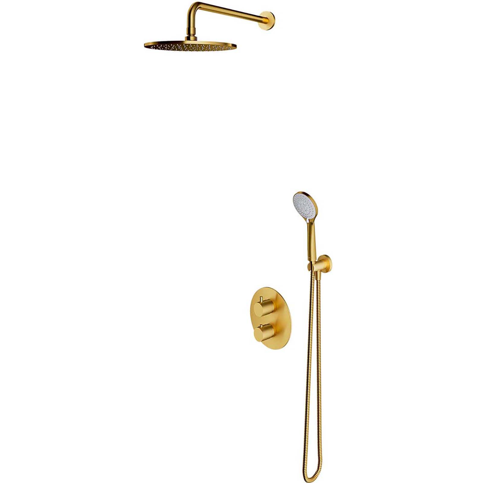 OMNIRES Thermostatisches Duschsystem Y eingebaut goldgebürstet SYSYT05GLB