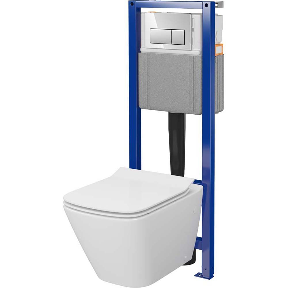 CERSANIT MITO Unterputz-Set MESTO SQUARE SYSTEM 40 mechanisch mit Schale, Sitz und Knopf S701-830