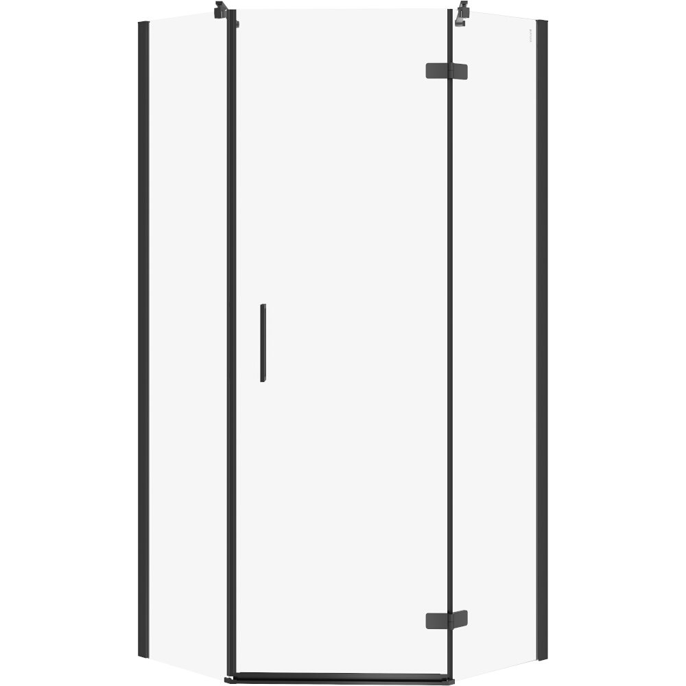 CERSANIT Fünfeck-Duschkabine JOTA rechts schwarz 90x90x195 transparentes Glas S160-015