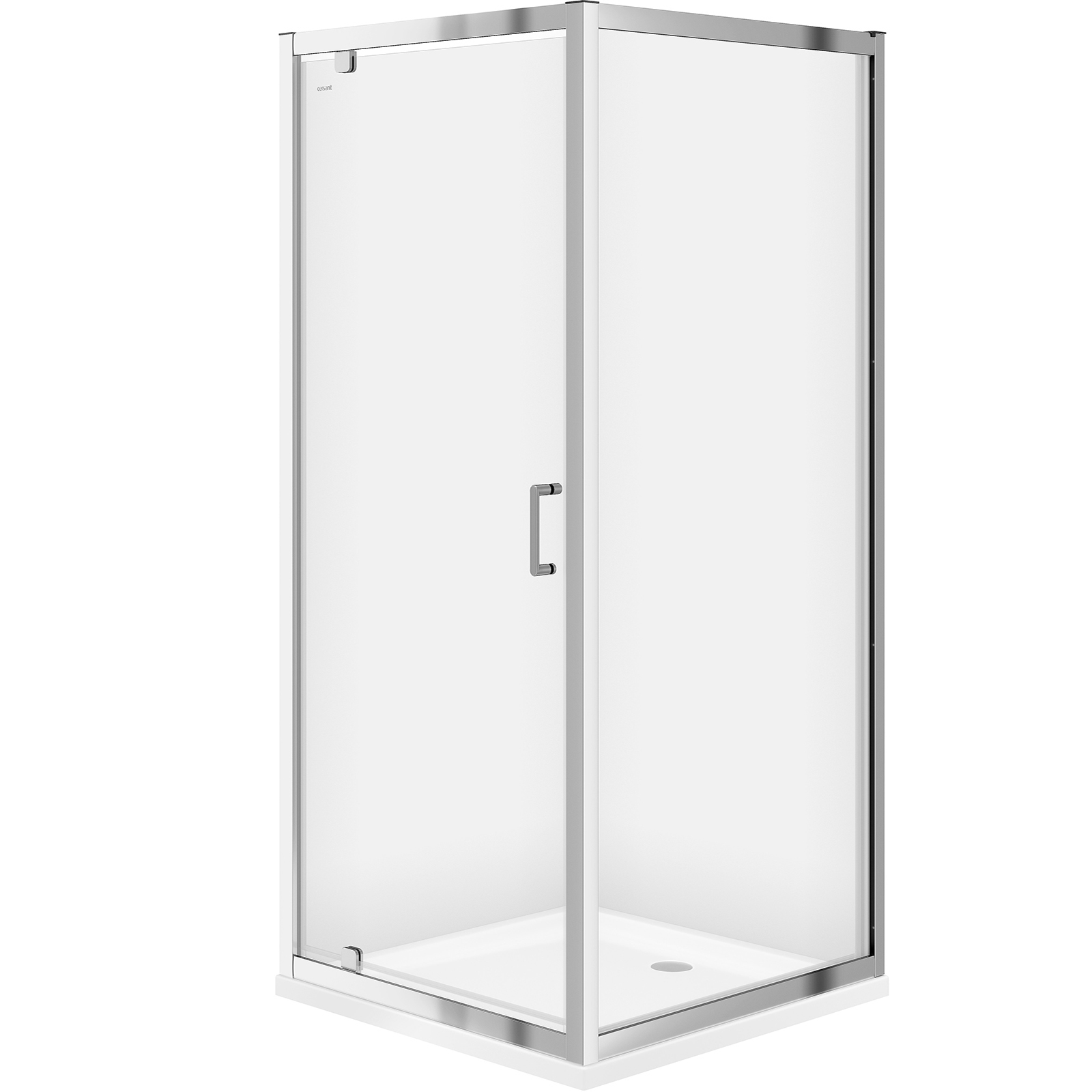 CERSANIT Set: Quadratische Duschkabine ZIP chrom 80x190 + Duschwanne TAKO 80x4 S601-111
