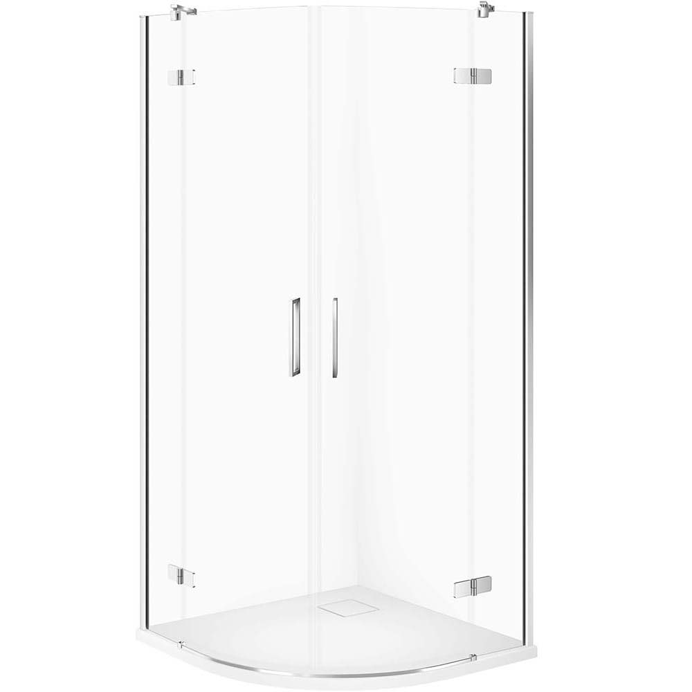 CERSANIT Set halbrunde Duschkabine JOTA 80x80 chrom, Duschwanne TAKO SLIM weiß S601-434