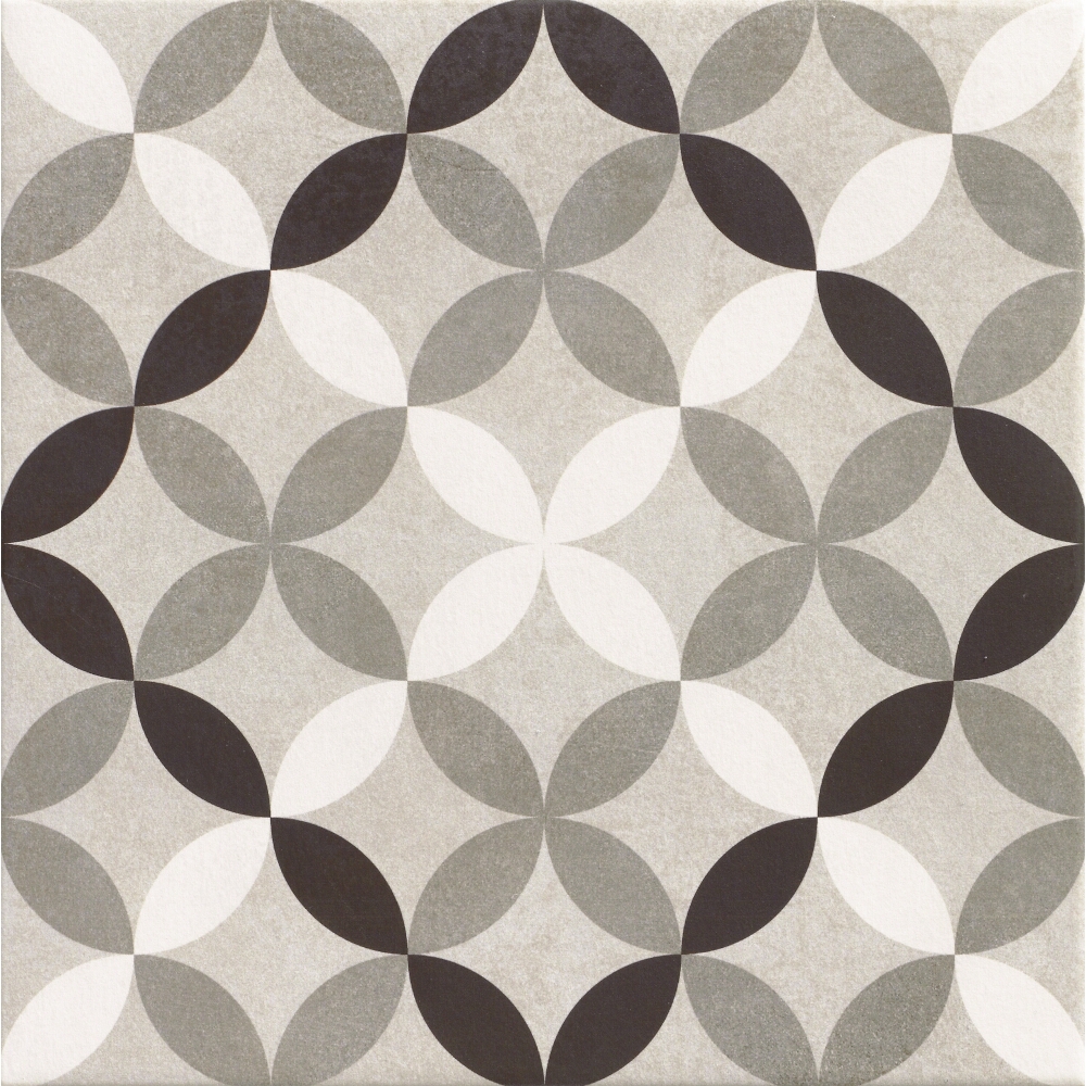 BODENFLIESE REALONDA HANOI CIRCLE GREY 33X33