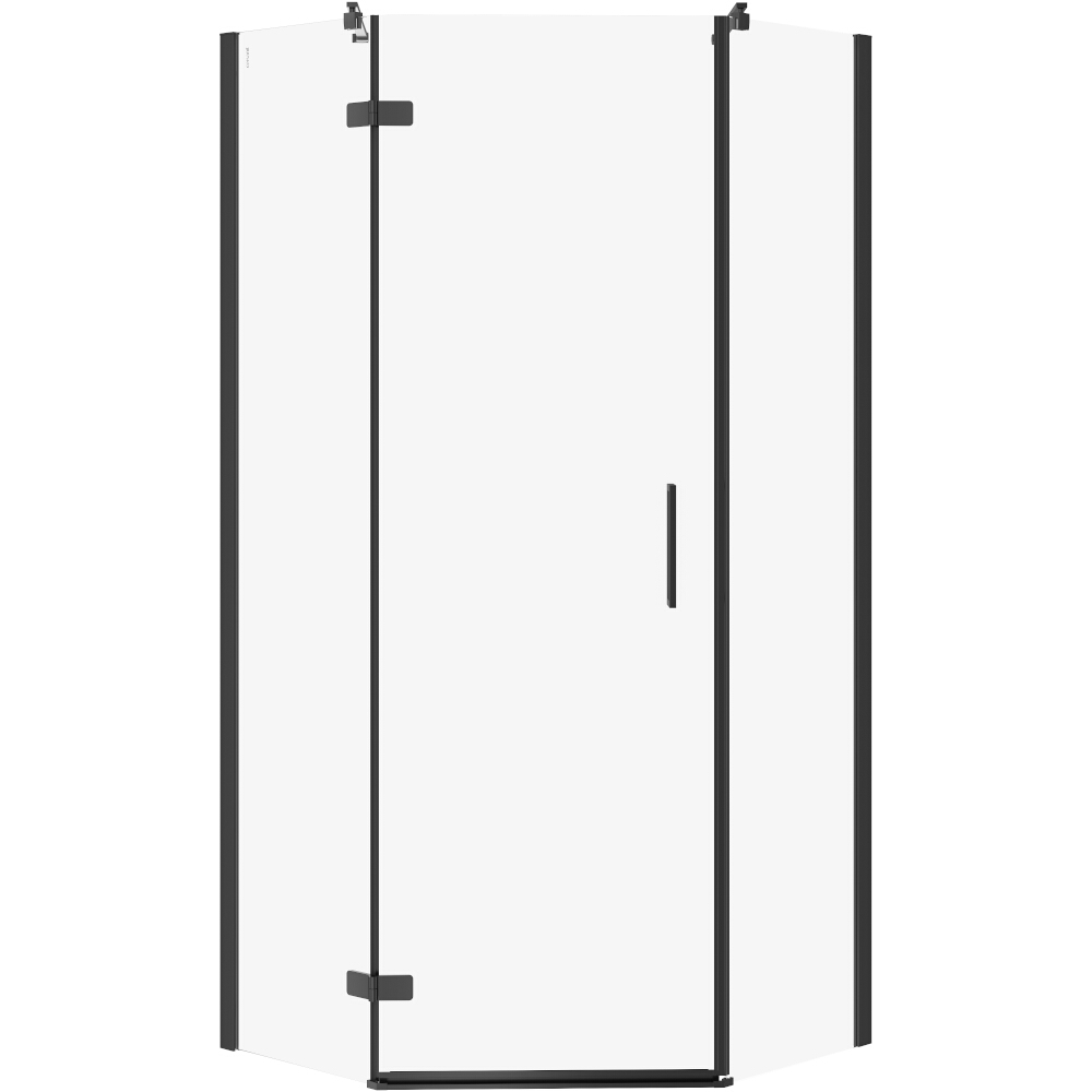 CERSANIT Fünfeck-Duschkabine JOTA links schwarz 90x90x195 transparentes Glas S160-016