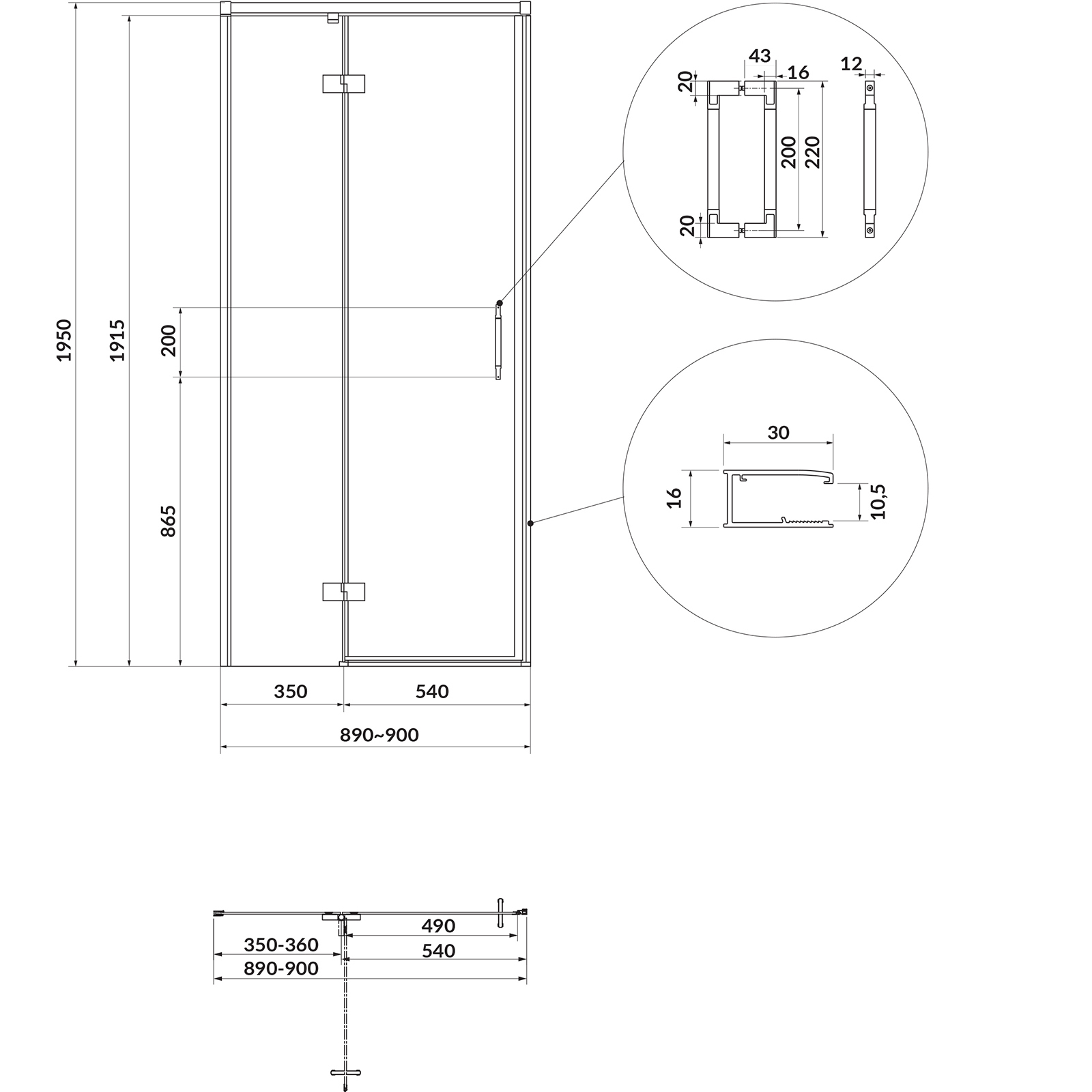 CERSANIT Rechteckige Duschkabine LARGA gold, links, 90x80 transparentes Glas S601-465 CERSANIT Rechteckige Duschkabine LARGA gold, links, 90x80 transparentes Glas S601-465
