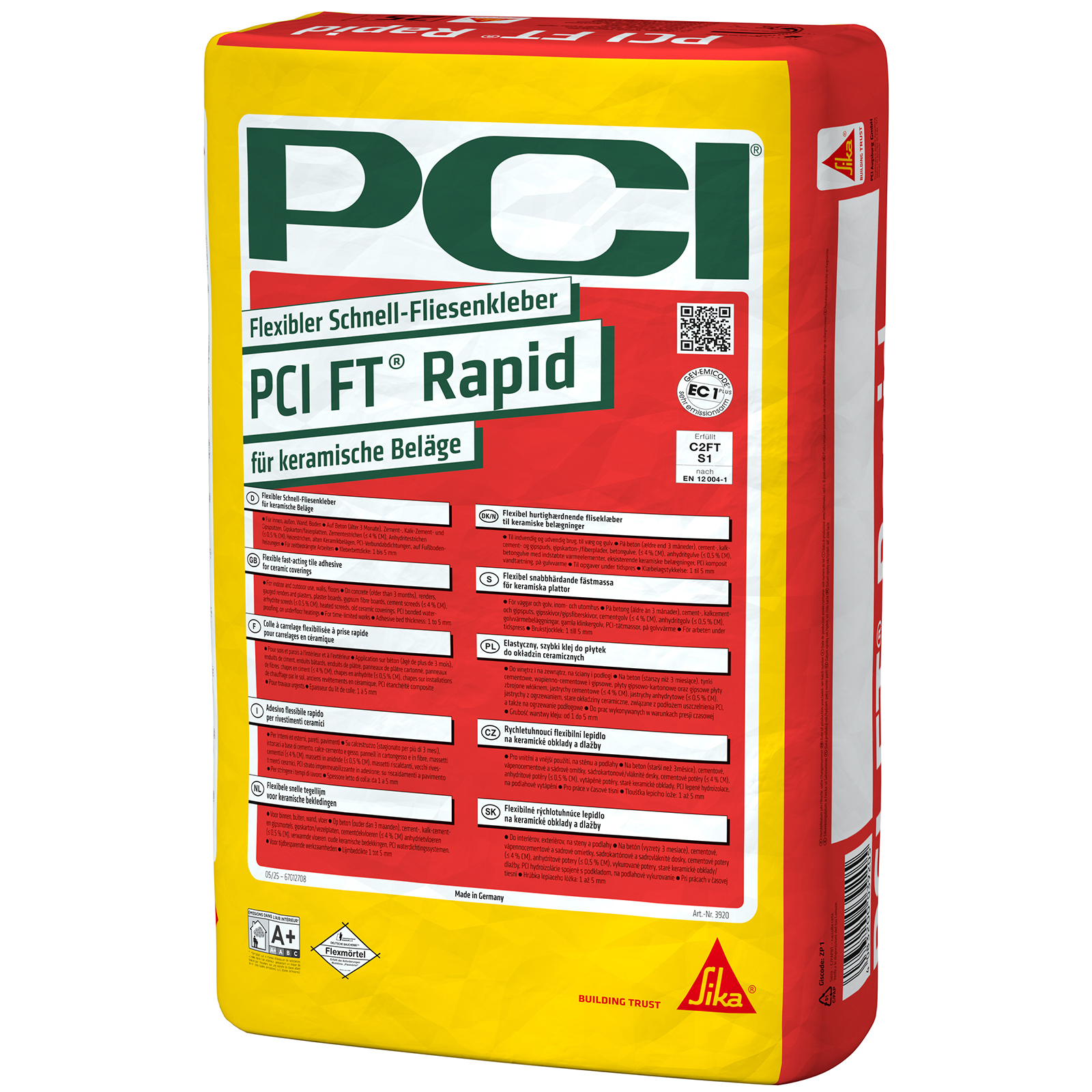 Flexibler Schnell-Fliesenkleber PCI FT Rapid 25 kg Flexibler Schnell-Fliesenkleber PCI FT Rapid 25 kg