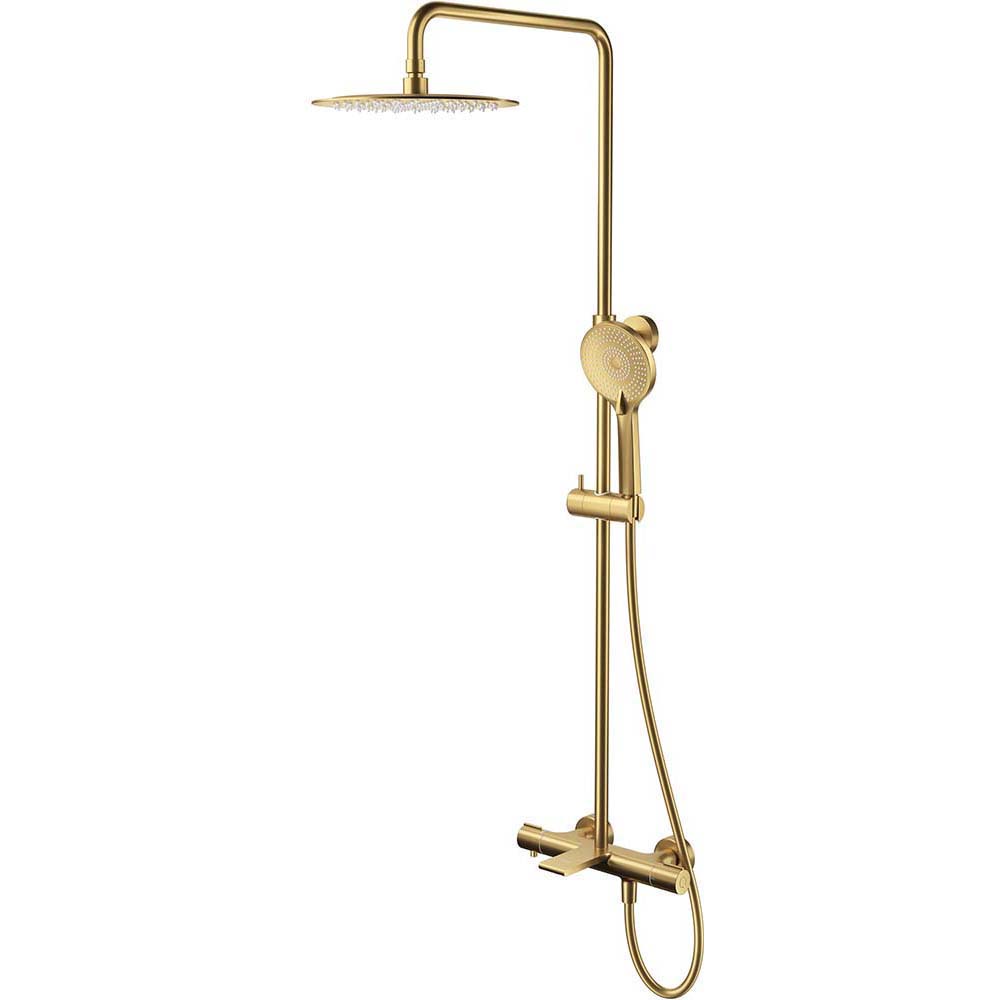 CERSANIT VIRGO Duschgarnitur mit Auslauf und Thermostatarmatur gold gebürstet S951-864 CERSANIT VIRGO Duschgarnitur mit Auslauf und Thermostatarmatur gold gebürstet S951-864