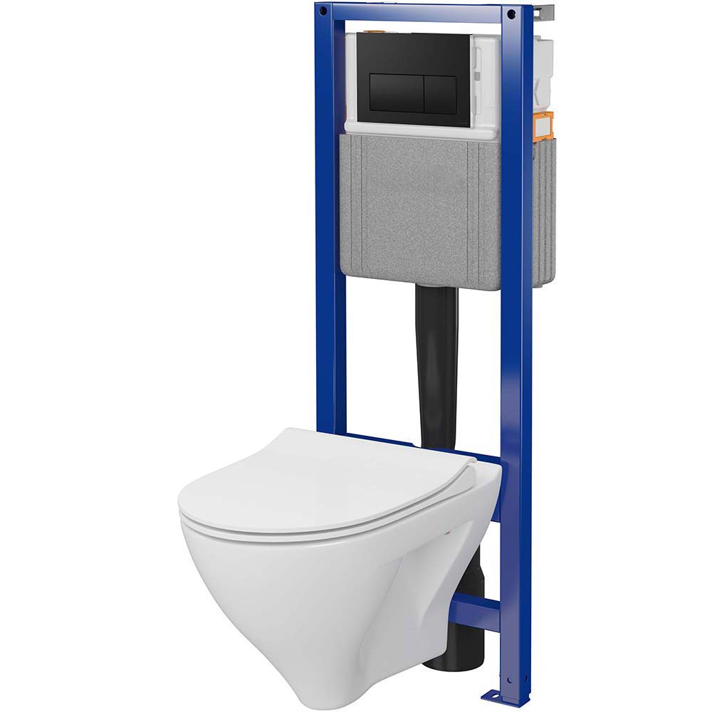 CERSANIT SYSTEM 40 mech Unterputz-Set, MILLE-Schale mit Brett, schwarzer Knopf S701-839