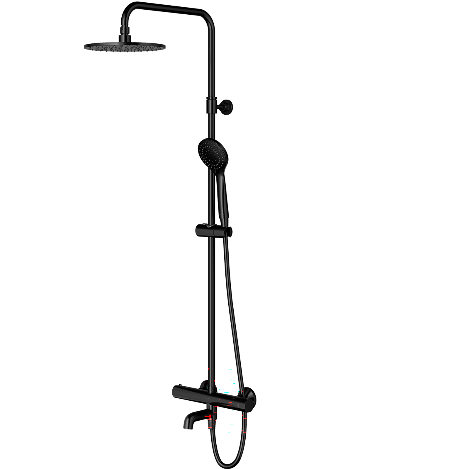 OMNIRES Thermostatisches Badewannensystem Y, oberflächenmontiertes schwarzes halbmattes Y1234ALBL