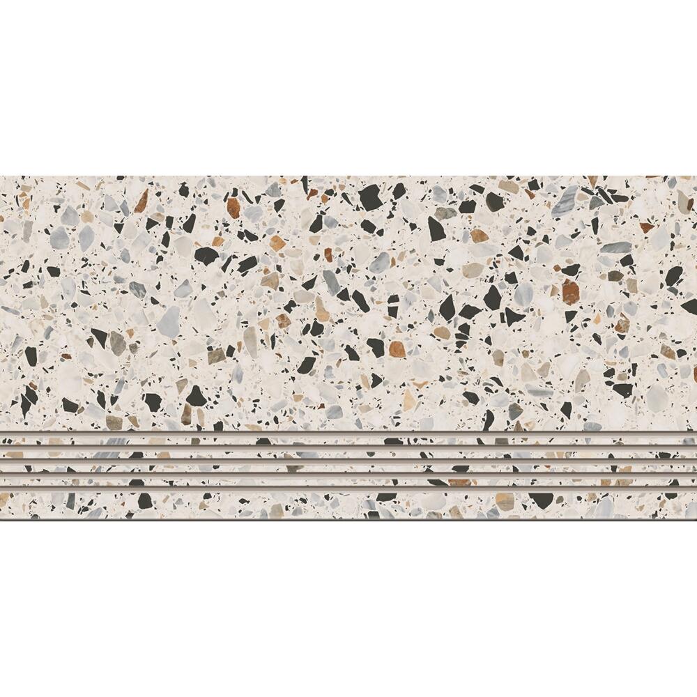 BODENFLIESE STUFENFLIESE TERRAZZO MULTICOLOR LAPPATO 29,8X59,8