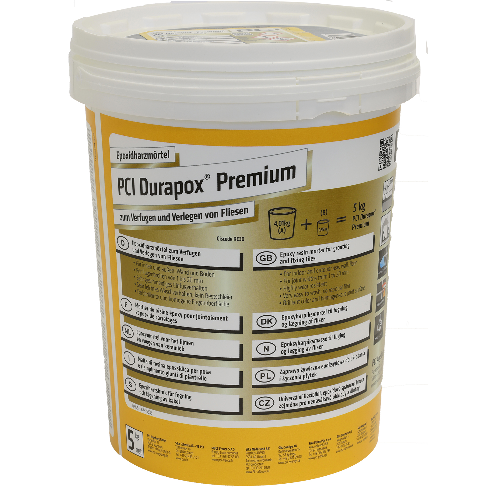 Fugenmörtel PCI Durapox Premium silbergrau 5 kg Fugenmörtel PCI Durapox Premium silbergrau 5 kg