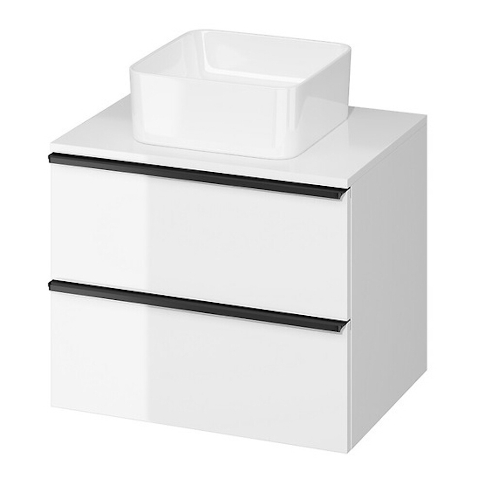 CERSANIT Waschtischschrank VIRGO 60 weiß Griff schwarz mit Arbeitsplatte S522-019