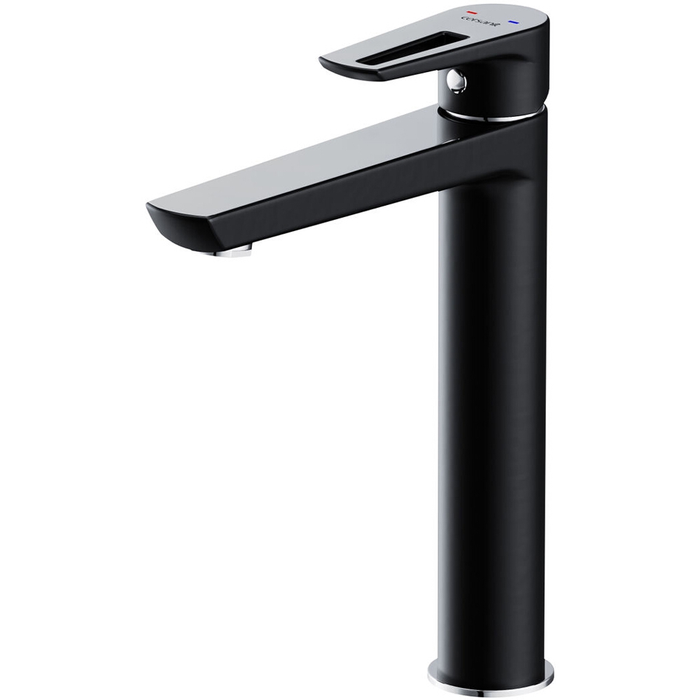 CERSANIT Stand-Waschtischmischer MILLE hoch schwarz mit Stopfen KLIK-KLAK Metall S951-356