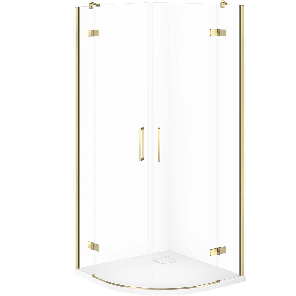 CERSANIT JOTA halbrunde Duschkabine Set 90x90 gold, TAKO SLIM Duschwanne 4 cm weiß S601-442