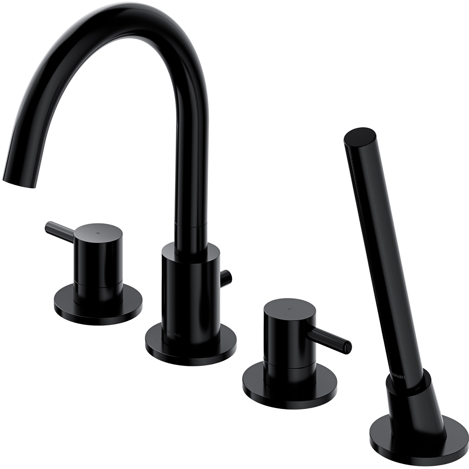 OMNIRES Badewannenwasserhahn Y 4-Loch schwarz-halbmatte Y1232BL