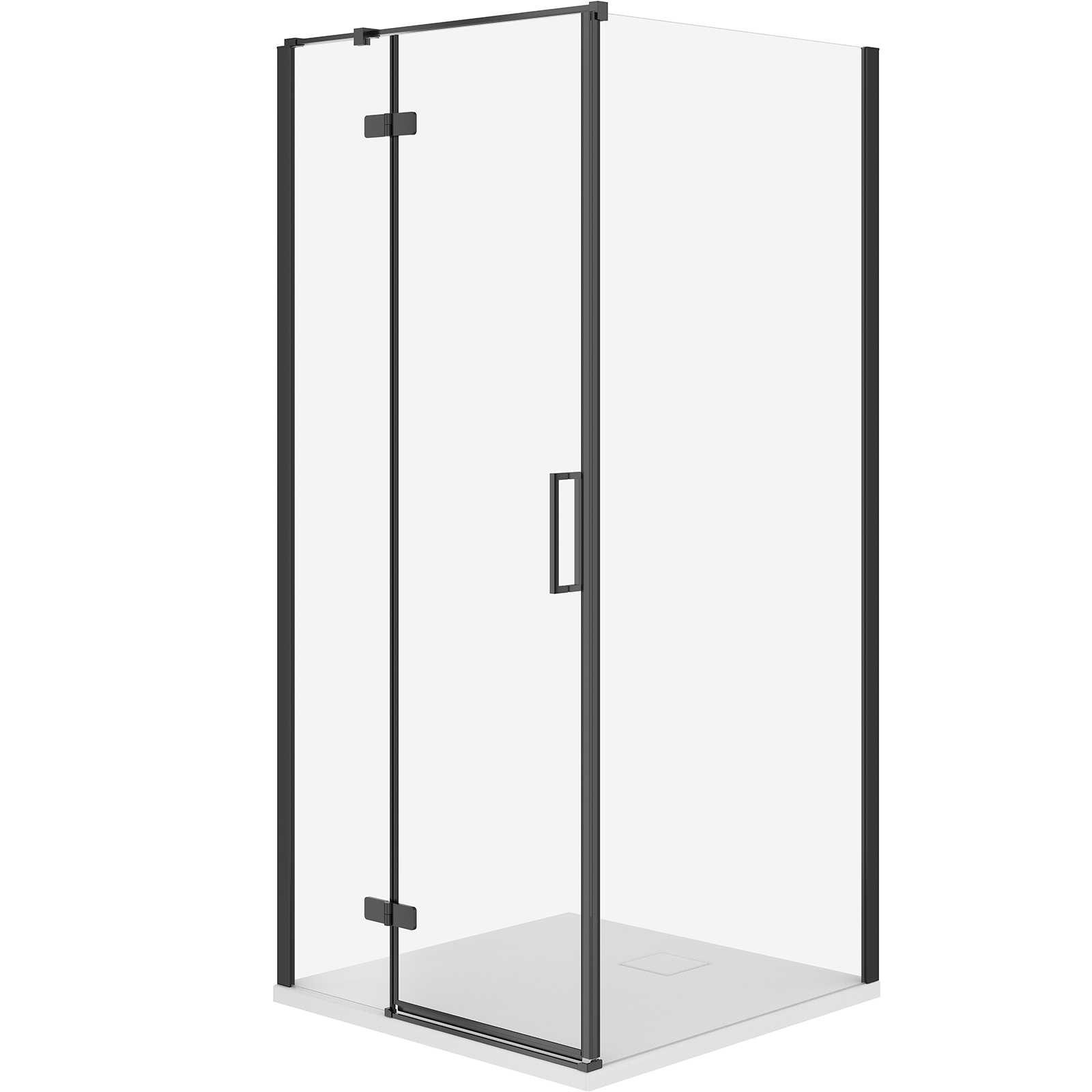 CERSANIT JOTA Duschkabine links schwarz 80x80 mit Duschwanne TAKO slim weiß S601-173