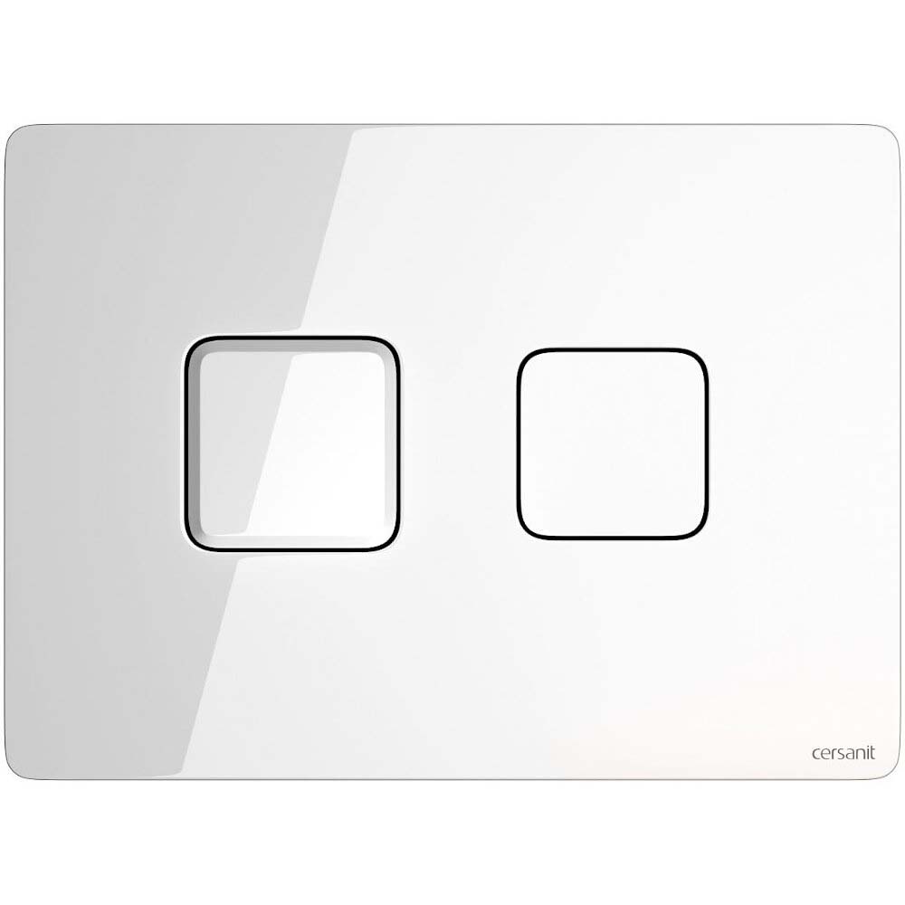 CERSANIT Pneumatische Betätigungsplatte ACCENTO SQUARE weißes Glas S97-054
