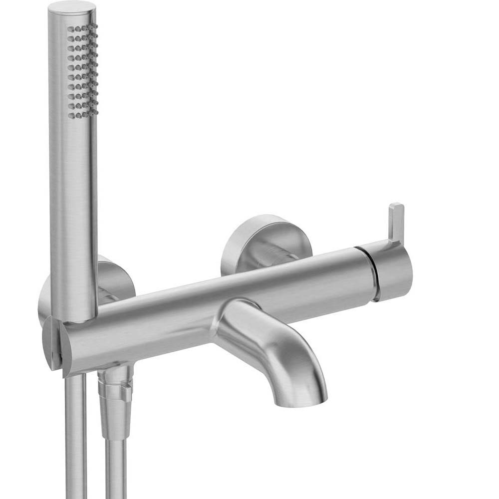 DEANTE SILIA wandmontierter Badewannenwasserhahn mit Duschset aus gebürstetem Stahl BQS_F11M