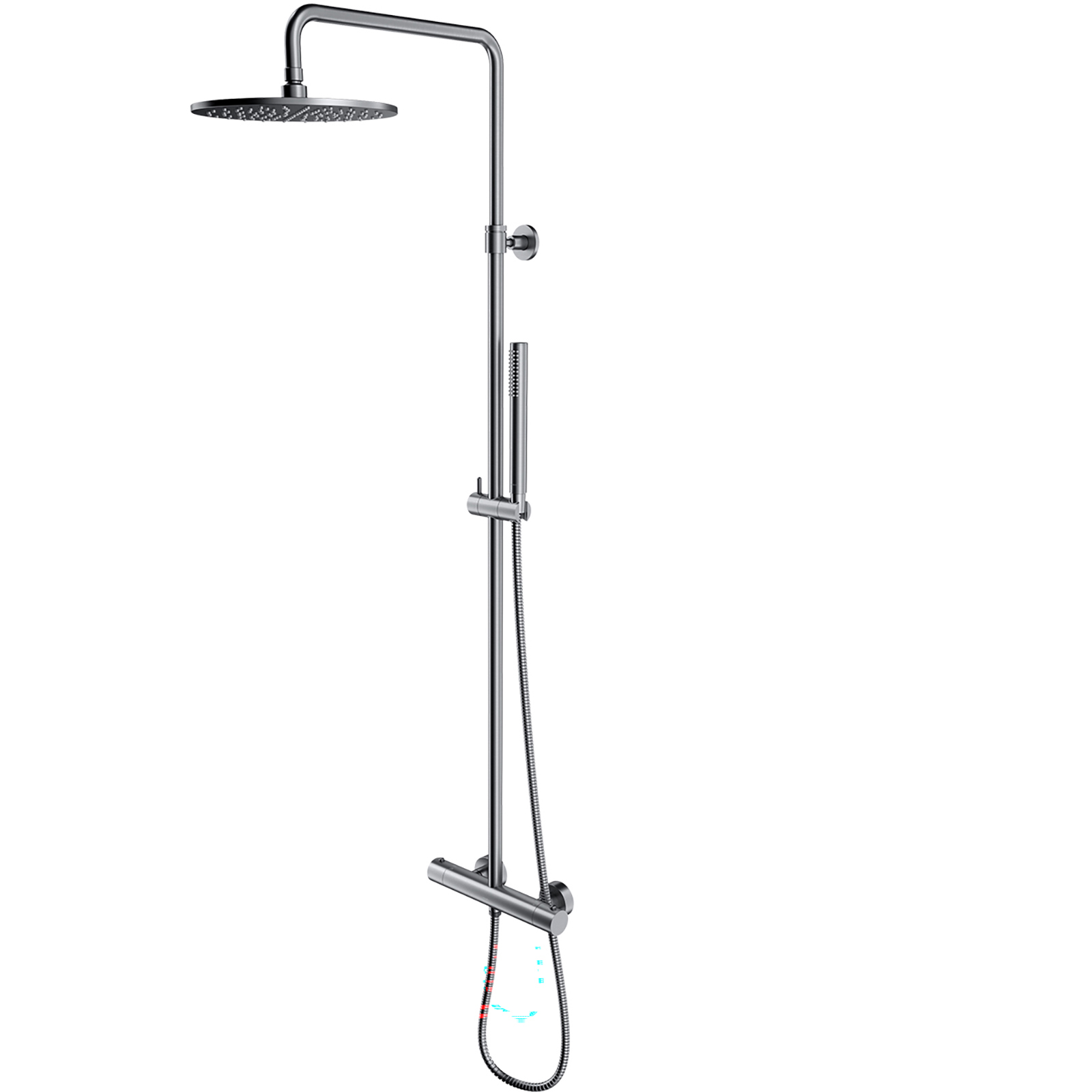 OMNIRES Thermostatisches Duschsystem Y, oberflächenmontiertes gebürstetes Nickel Y1244SUNI