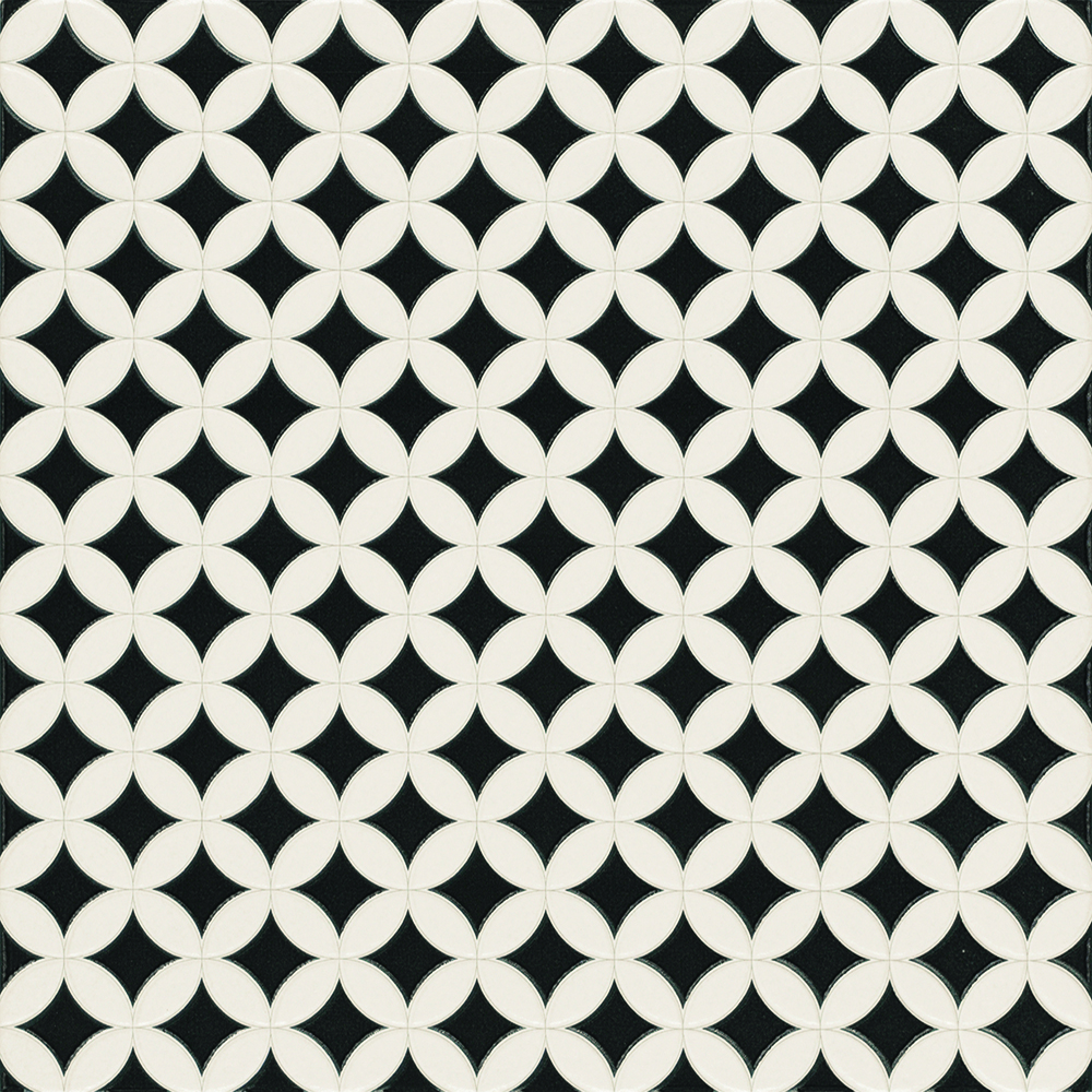 BODENFLIESE PATCHWORK NXT TRENZA NEGRO WEIß/SCHWARZ MATT 44X44 REALONDA