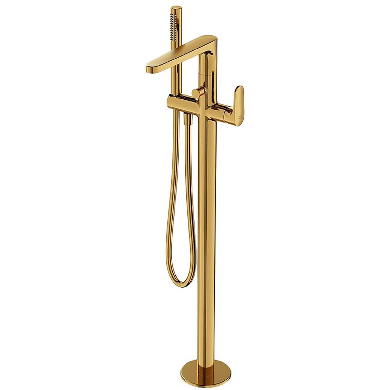 CERSANIT Freistehender Wannen- und Duschmischer INVERTO gold Griffe 2in1 gold S951-286