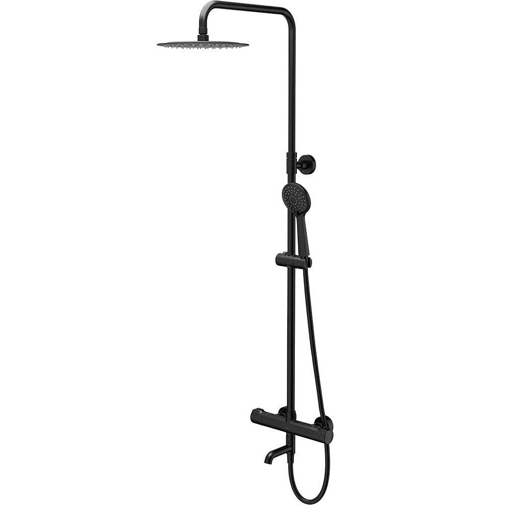 CERSANIT CITY Duschgarnitur mit Auslauf, Thermostat, oval schwarz S951-861