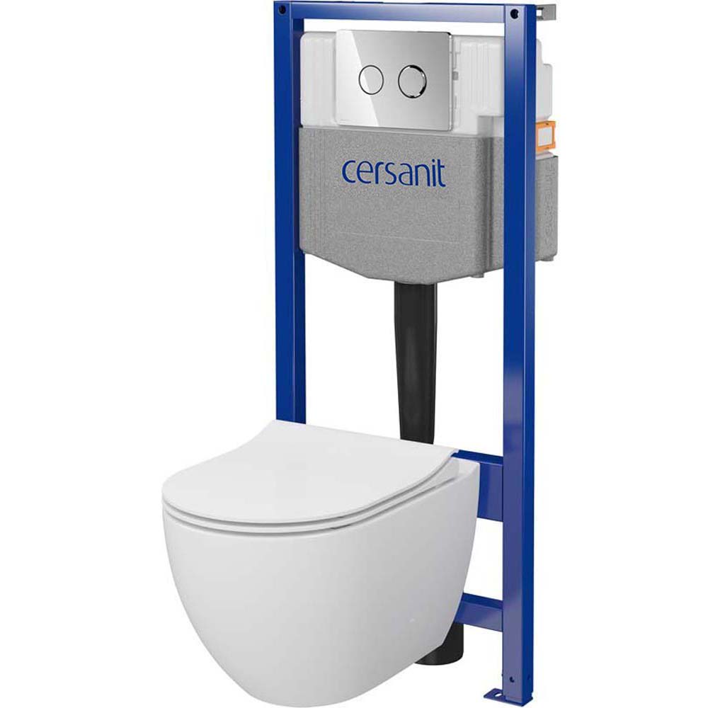 CERSANIT GARDA SYSTEM 50 pneumatisches Unterputz-Set, Becken, Sitz, Chromknopf S701-770