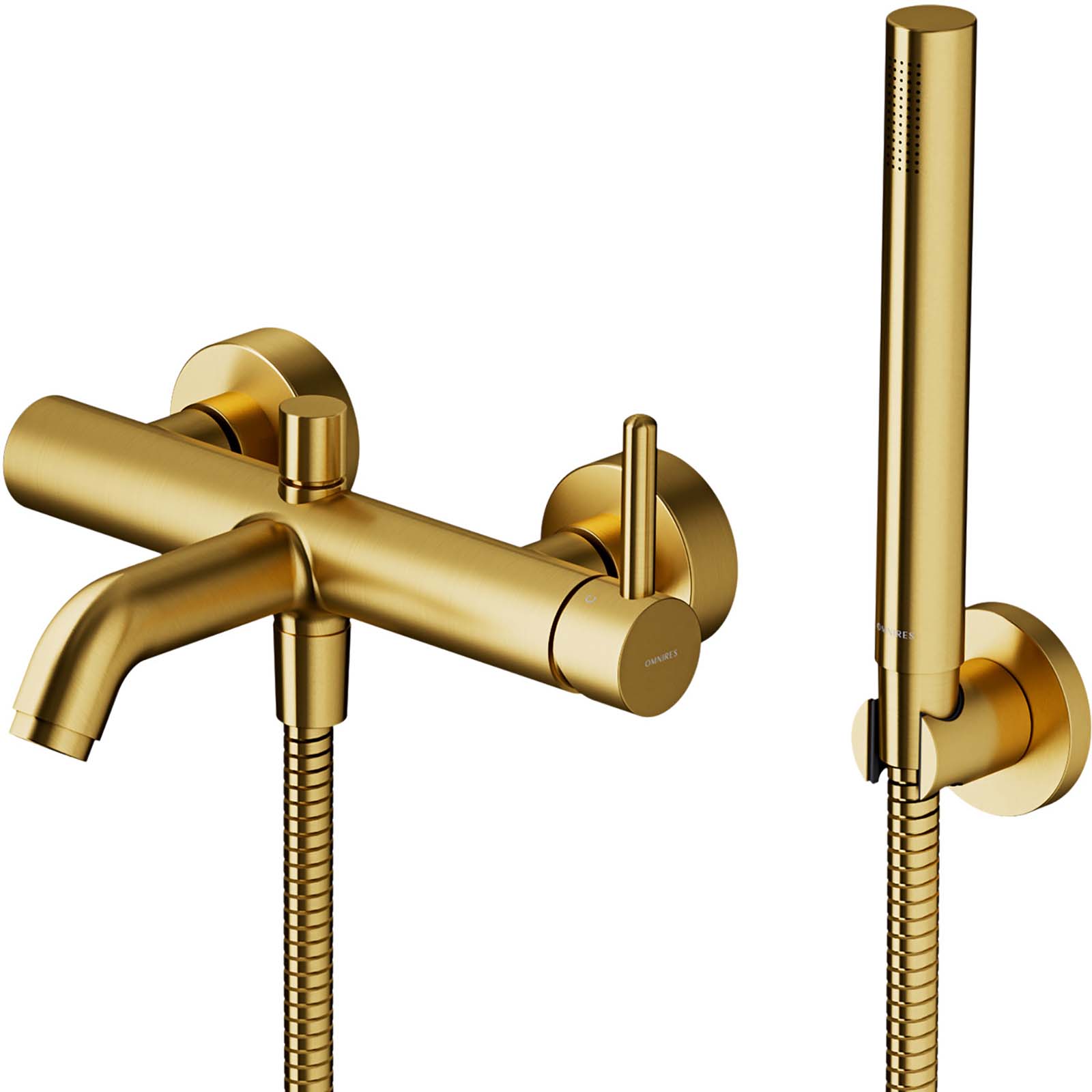 OMNIRES Y wandmontierter Badewannenwasserhahn mit goldgebürstetem Duschset Y1231GLB OMNIRES Y wandmontierter Badewannenwasserhahn mit goldgebürstetem Duschset Y1231GLB